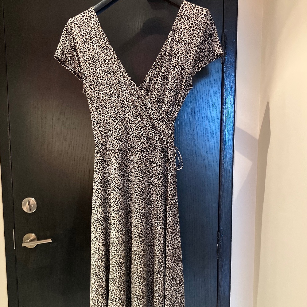 Vintage animal print faux wrap dress